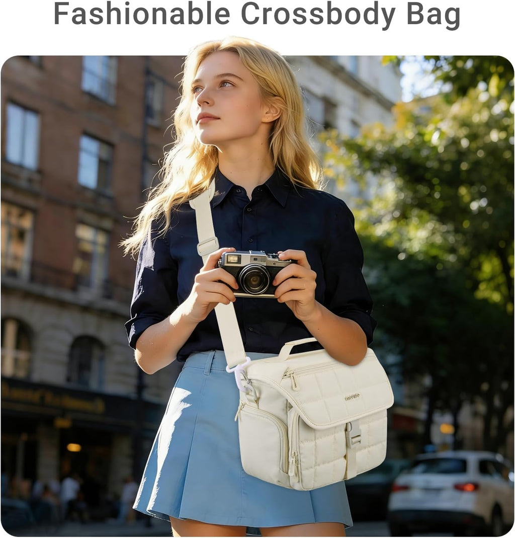 MOSISO Camera Bag for Photographers, Shoulder Photography Bag, Beige