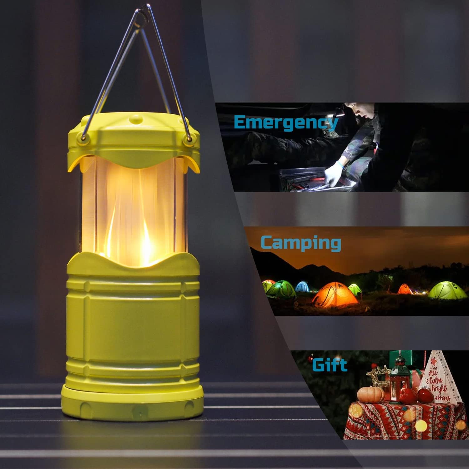 Lichamp 4 Pack LED Camping Lanterns, Yellow