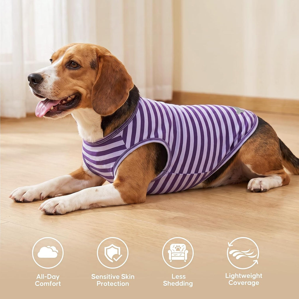 KYEESE 2Pack Cotton Dog Shirt for Small Dogs Soft Striped Tank Top