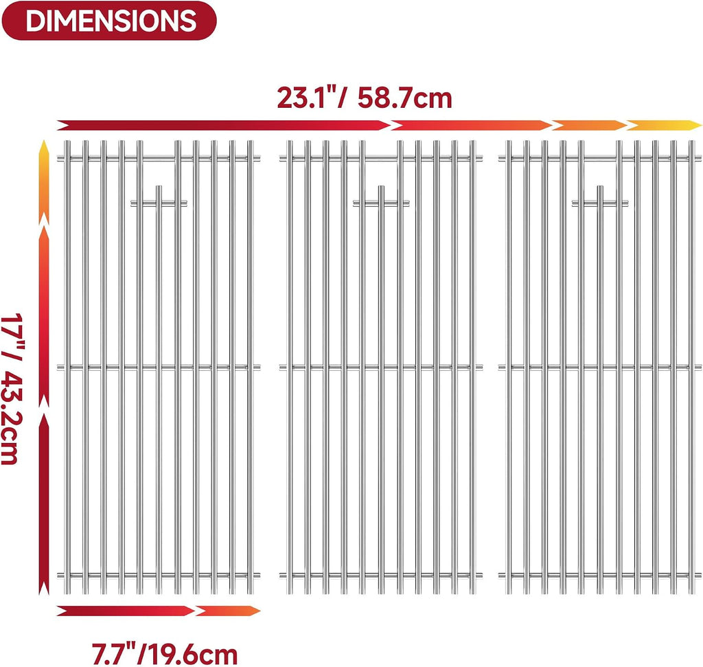 23.1" Wx17 D Grill Grates,Stainless Steel Charbroil Grill Replacement Parts,2Pack