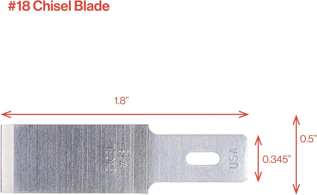 Excel Blades #18 50-Pack Wood Chisel Blades, 1/2-Inch Carbon Steel, USA