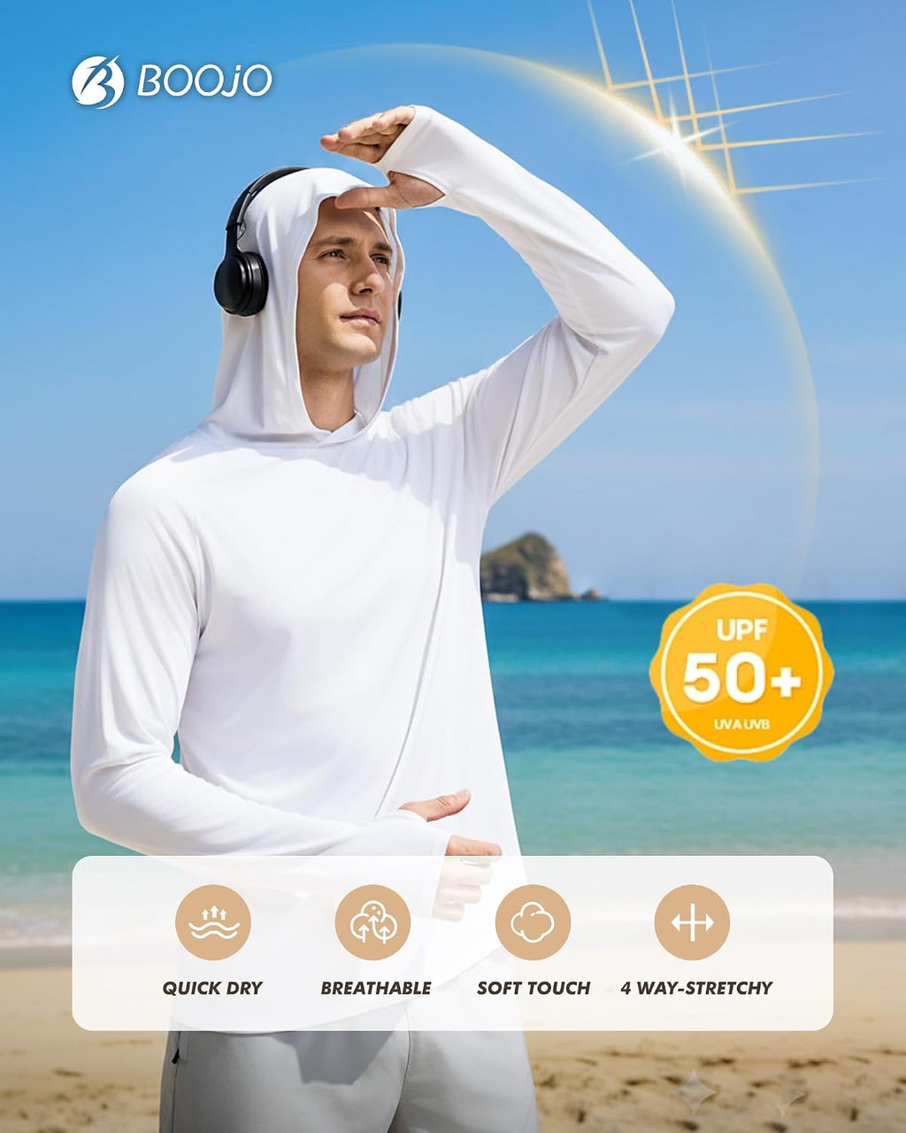 UPF 50+ Fishing Shirts for Men - Long Sleeve UV Sun Protection Hoodie