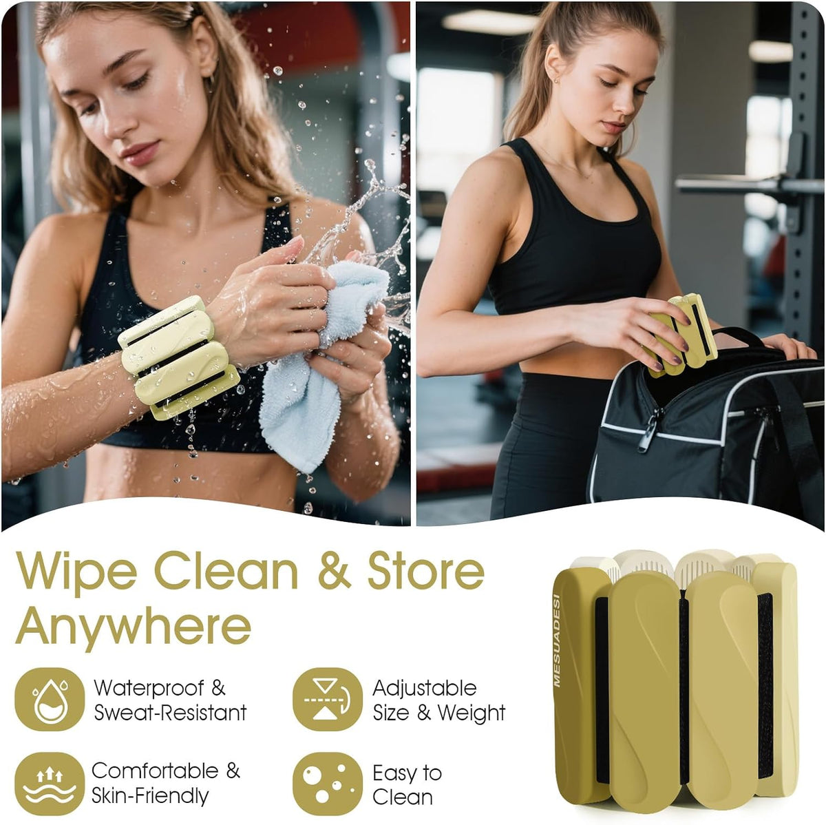 Wrist Weights – Ankle Wrist Weights for Women & Men – Adjustable Weighted Bangles Set (1 lb Each) | Arm and Leg Weights for Yoga, Pilates, Running & Walking