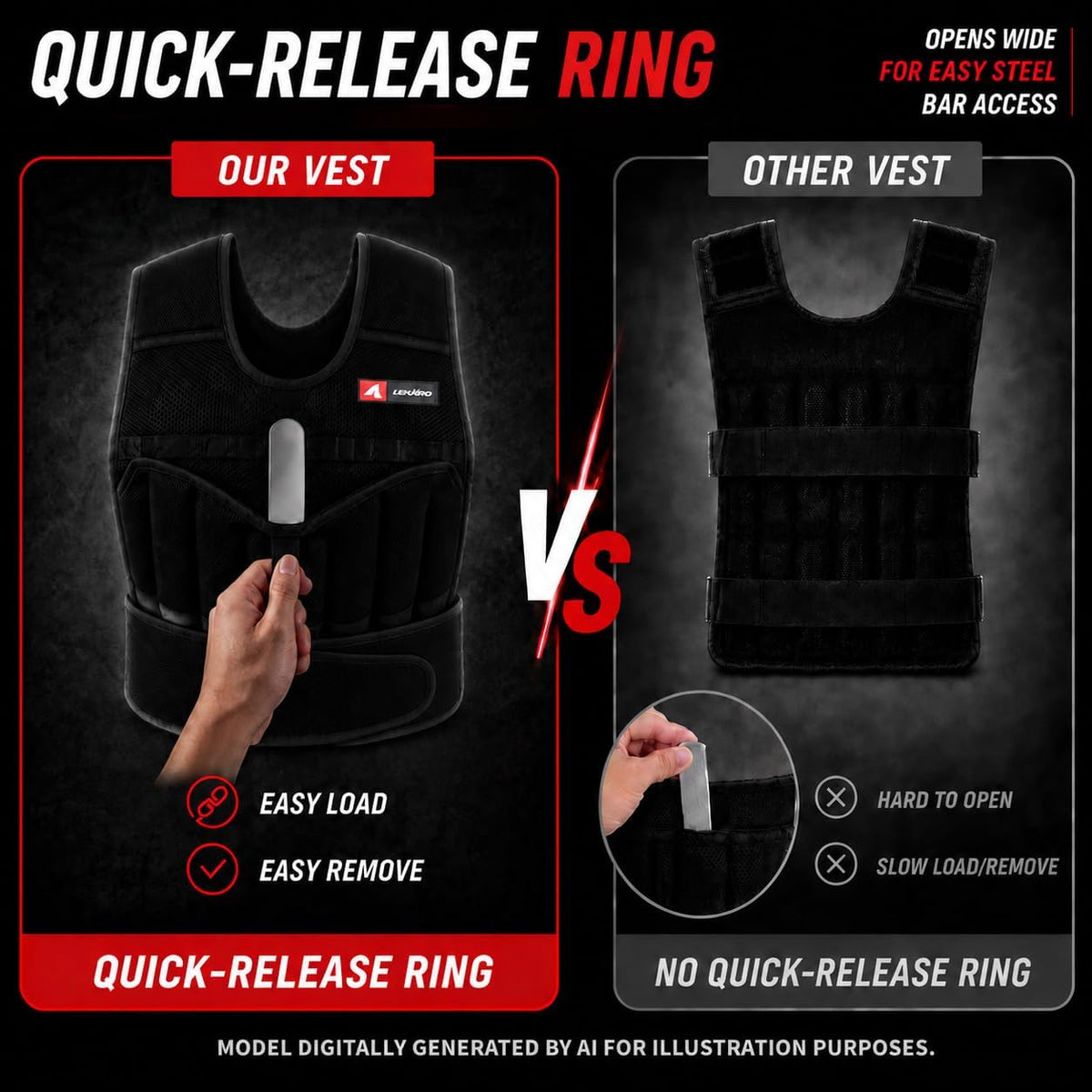 44lbs Adjustable Weighted Vest Set with Steel Plates, 5-Piece Workout Set Includes Wrist & Ankle Weights for Rucking, Walking, Running, Home Gym