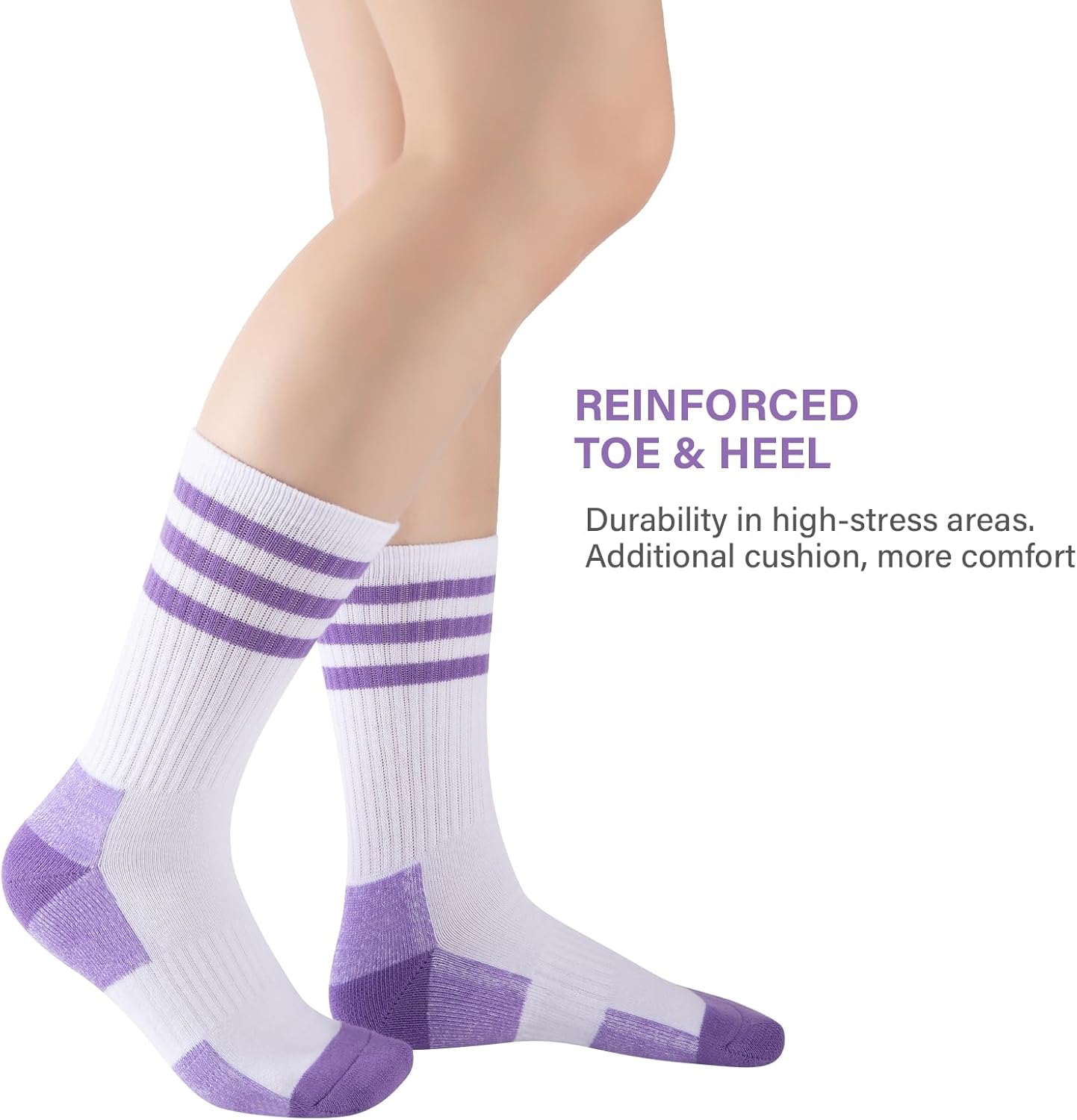 COOPLUS Womens Athletic Crew Socks Cushioned Cotton Wicking Outdoor Recreation Sports Calf Socks 5 Pairs
