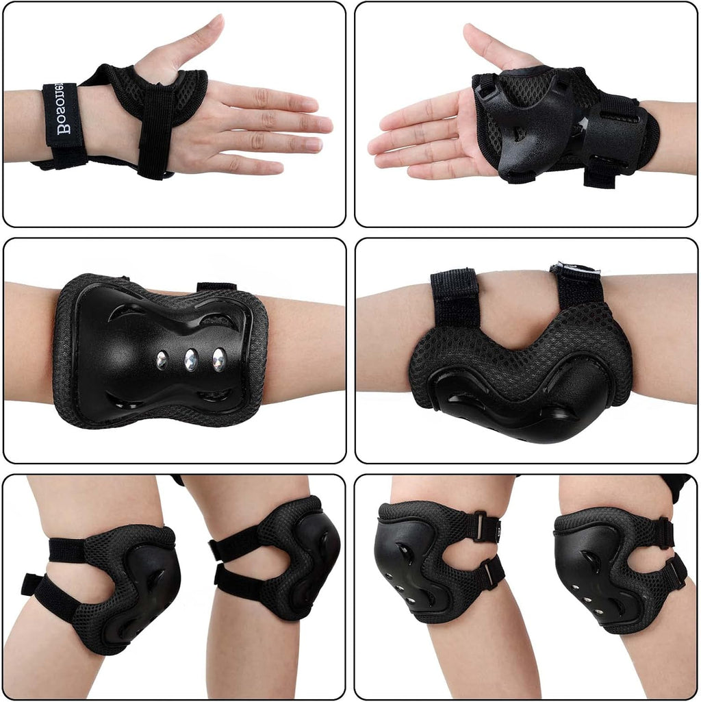 BOSONER Kids/Youth Knee Pad Elbow Pads Guards Protective Gear Set for Roller Skates Cycling BMX Bike Skateboard Inline Skatings Scooter Riding Sports