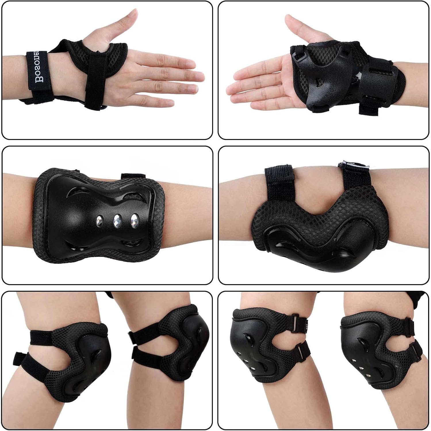 BOSONER Kids/Youth Knee Pad Elbow Pads Guards Protective Gear Set for Roller Skates Cycling BMX Bike Skateboard Inline Skatings Scooter Riding Sports