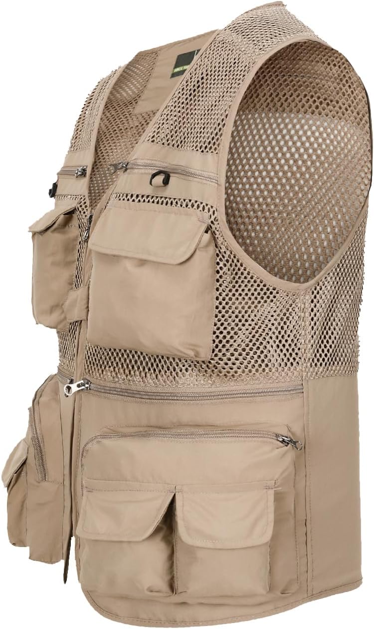 Hbufnha Outdoor Fishing Hunting Vest Multi Pockets Work Cargo Jacket