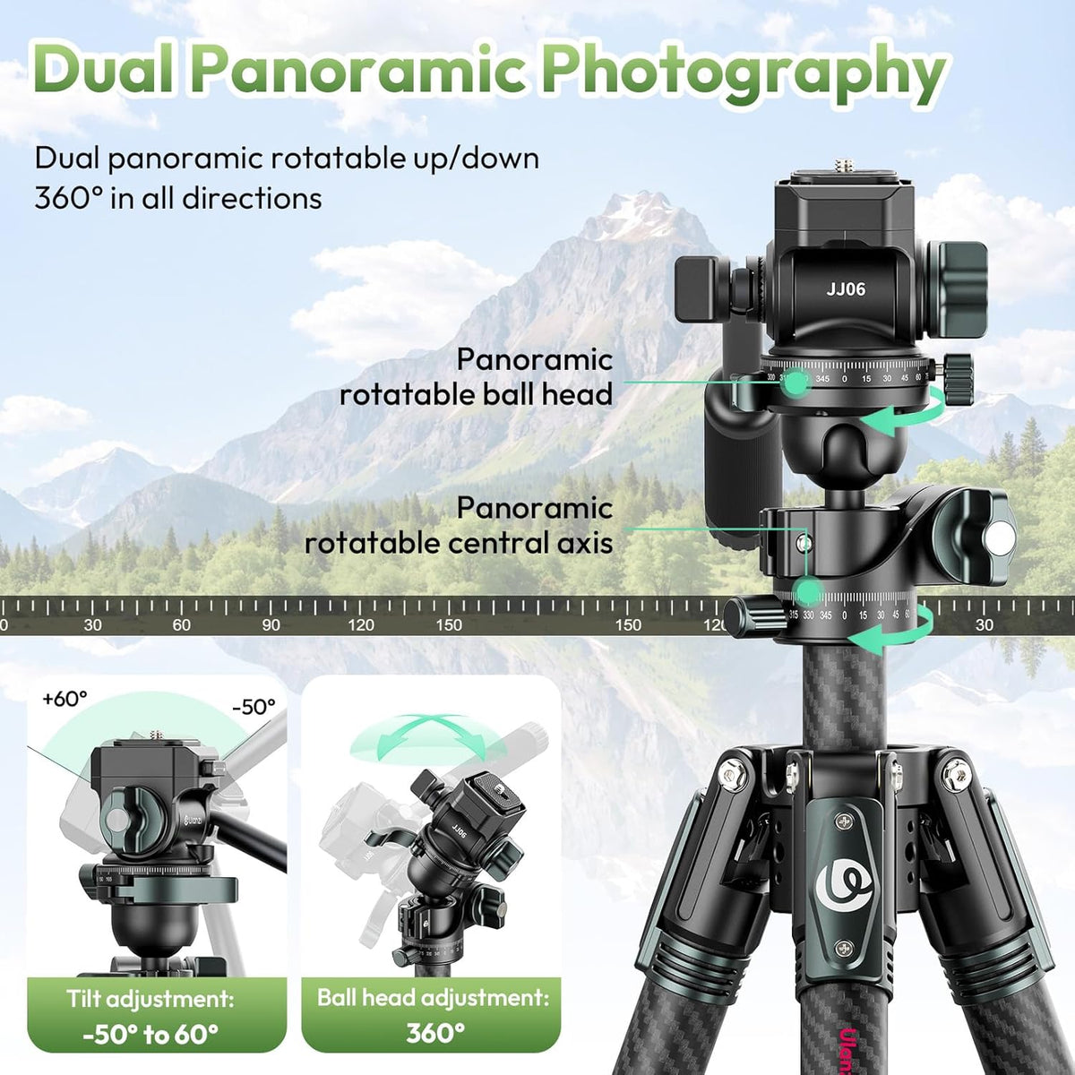 ULANZI JJ06 GlideGo Carbon Fiber Video Tripod, 73.6in, 11lb Load