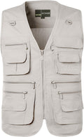 Flygo Men's Fishing Vest Utility Lightweight Outdoor Travel Safari Photo Cargo Vest with 16 Pockets
