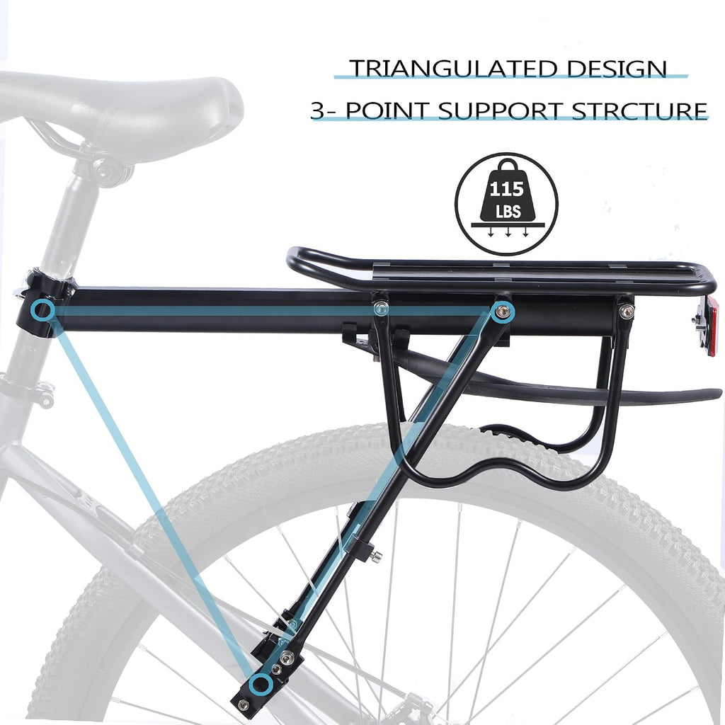 Rear Bike Rack,Bike Cargo Rack w/Fender & Large Size Reflective,Quick Release Mountain Road Bicycle Rear Racks,Universal Bike Luggage Rack,Large Capacity Bike Pannier Rack,YONTUO