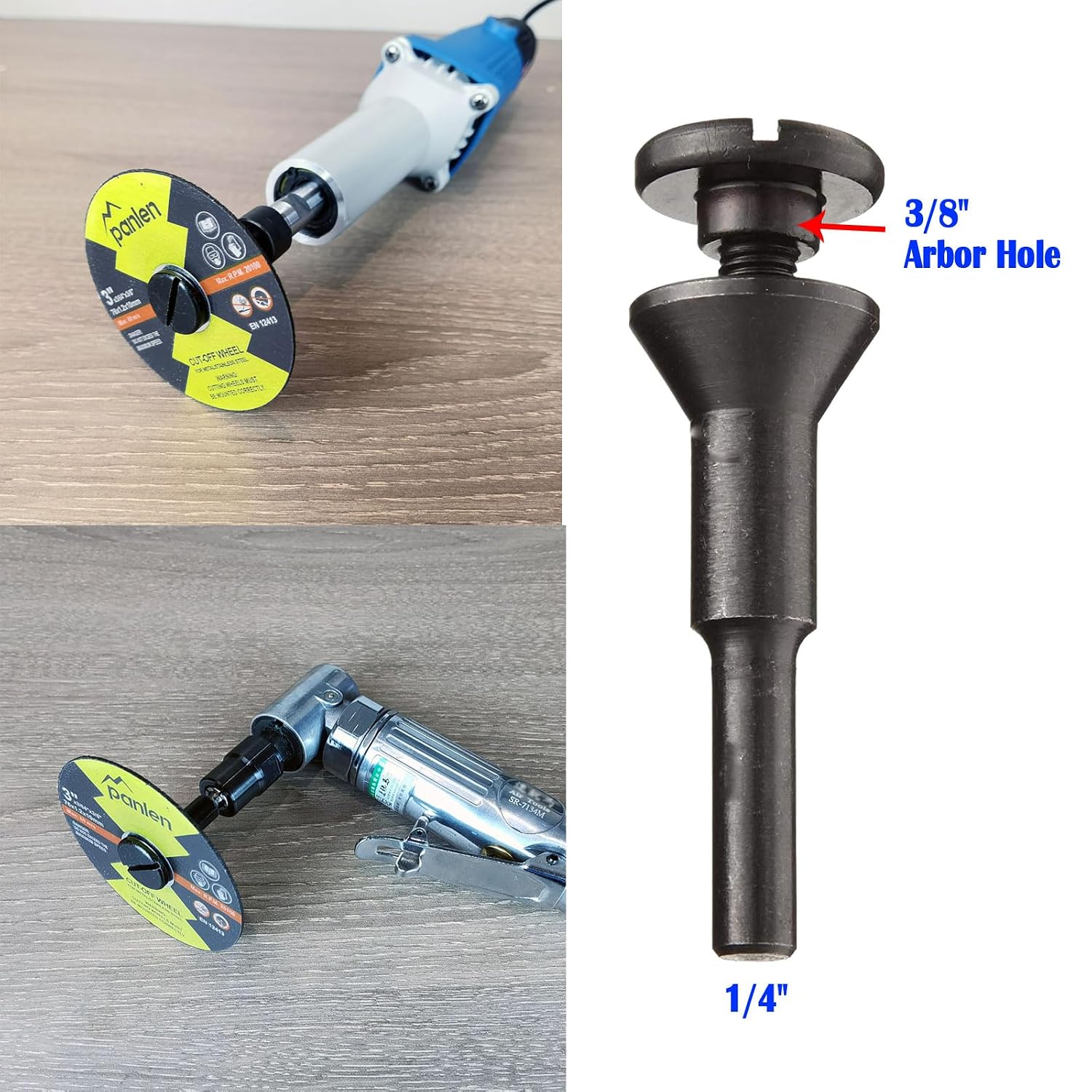 3inch 10 Pack Die Grinder Cutting Disc and Mounting Mandrel Kit 1/4" 3/8" Arbor