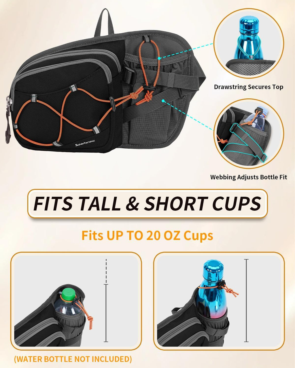 sportsnew Waist Pack with Water Bottle Holder, Fanny Pack for Men Women