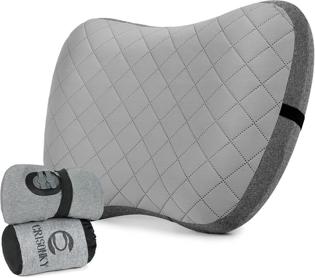 Crisonky Camping Pillow with Removable Cover, Ultralight Inflatable Pillow