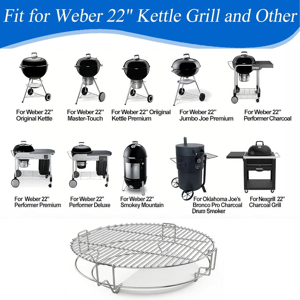 S24 (1-Pack) Cooking Grate System Grilling Accessory for Weber 22" Kettle Grill and Other Similar Size Kettle Grills
