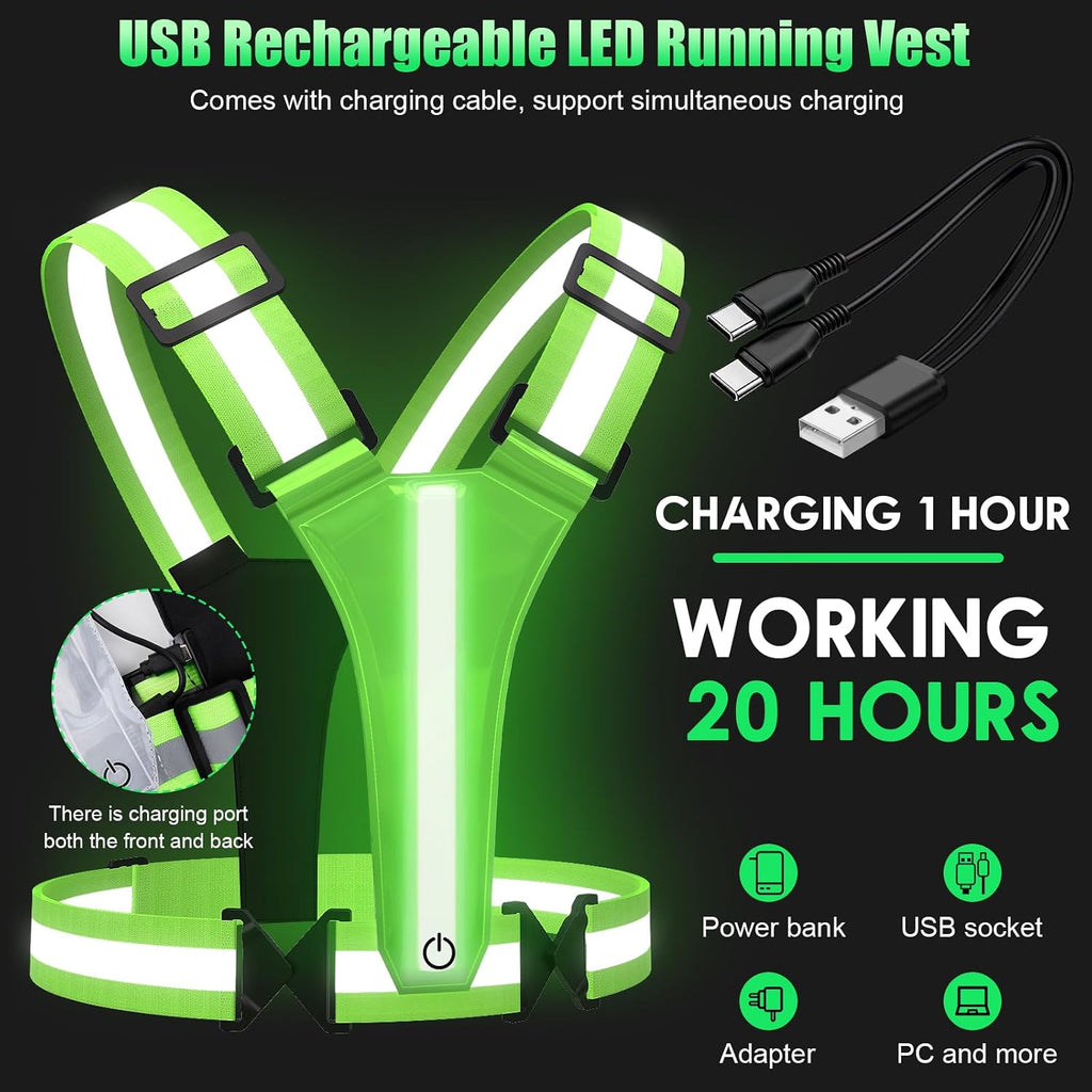 LED Reflective Vest Running Gear 5 Colors Light Up Reflective Running Vest