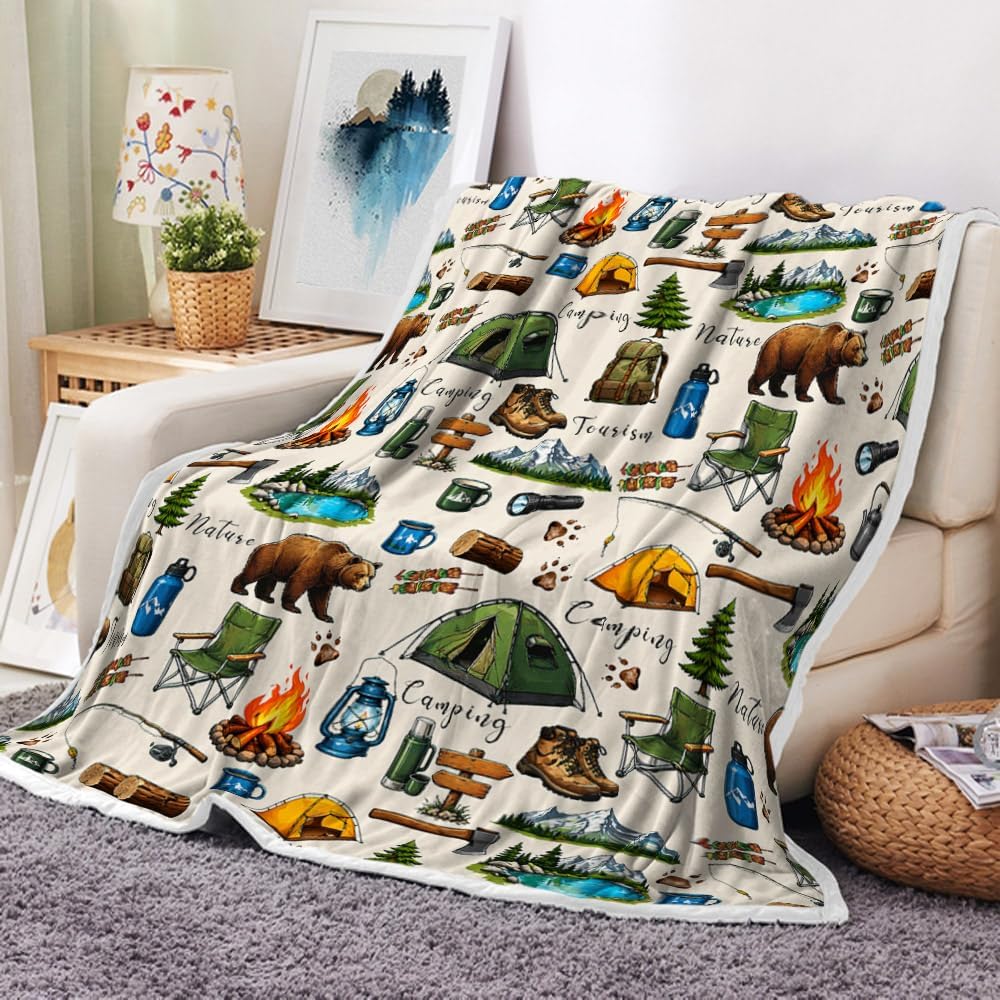 Thanksgiving Turkey Throw Blanket, Fall Farmhouse Fleece Blanket