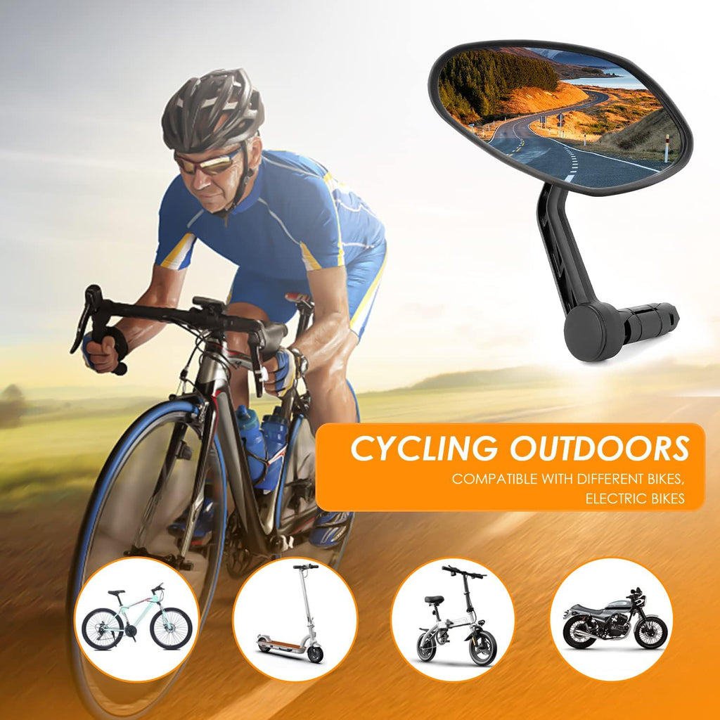 Arkham Bike Mirror for Handlebar HD Bar End Bicycle Mirror Thickened Auto-Grade Glass for Handlebar Rearview Mirror Multi-Angle Adjustable, E-Bike Universal(Oval Pair)
