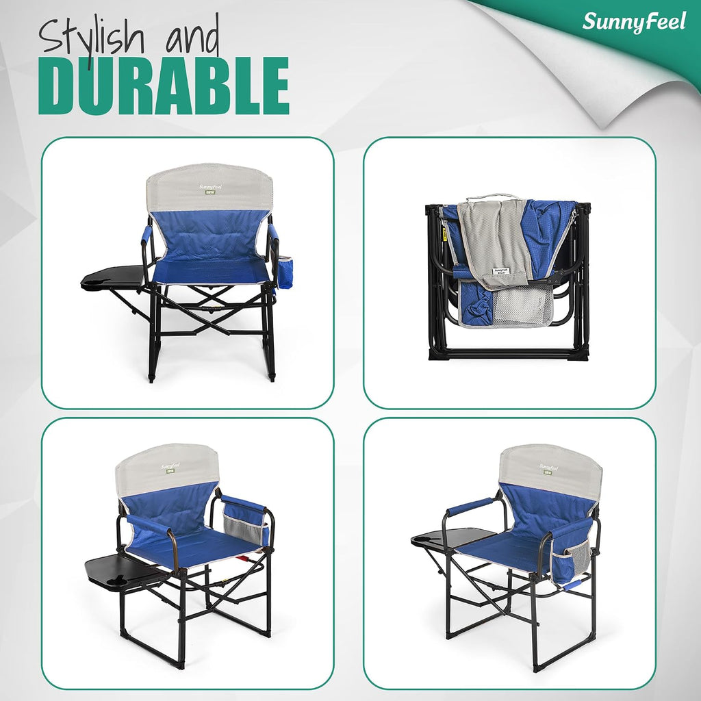 SUNNYFEEL Oversized DirectorsCamping Chair for Adults with Side Table