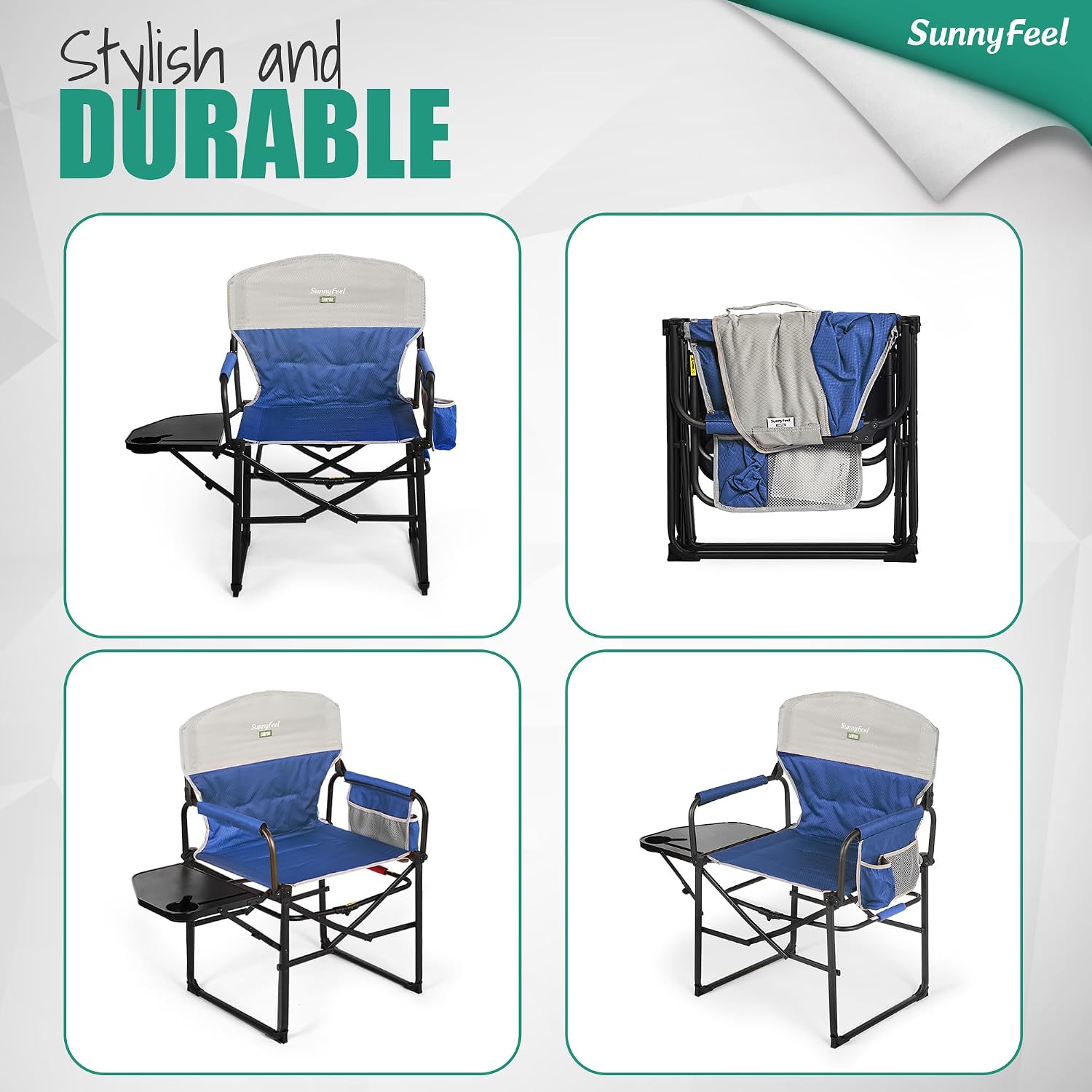 SUNNYFEEL Oversized DirectorsCamping Chair for Adults with Side Table