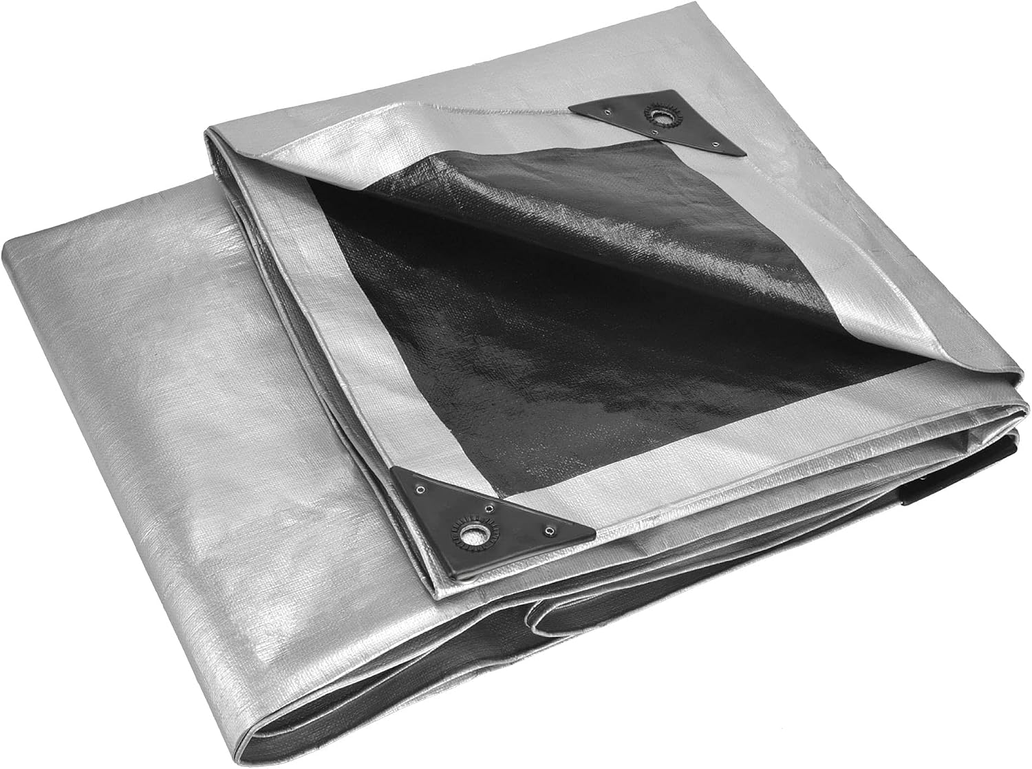 WHITEDUCK Super Heavy Duty Poly Tarp Cover 16 Mil & 10 Mil with Grommets and Reinforced Edges (Brown, White & Silver Black) (Silver Black- 10 Mil, 15' x 20')