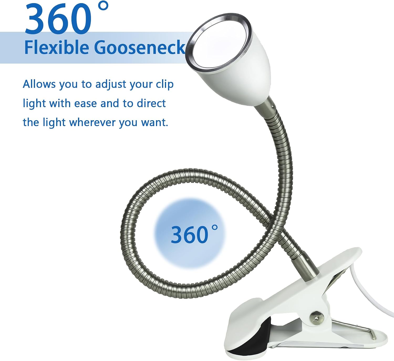 LALISU Desk lamp Eye-Caring Table Lamps, 360°Rotation LED Desk Clip Lamp