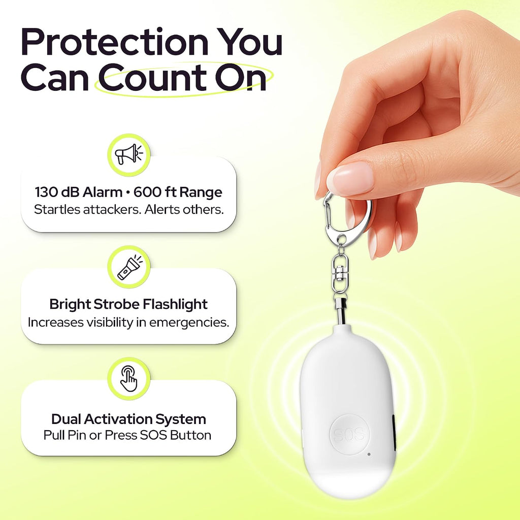Weten Rechargeable Personal Alarm Keychain - 130dB Siren, LED Light - 3Pack Personal Safety Alert for Women to Carry - Panic Button Alarm for Security - Rape Whistle for Self Defense (Pink&Blue&White)
