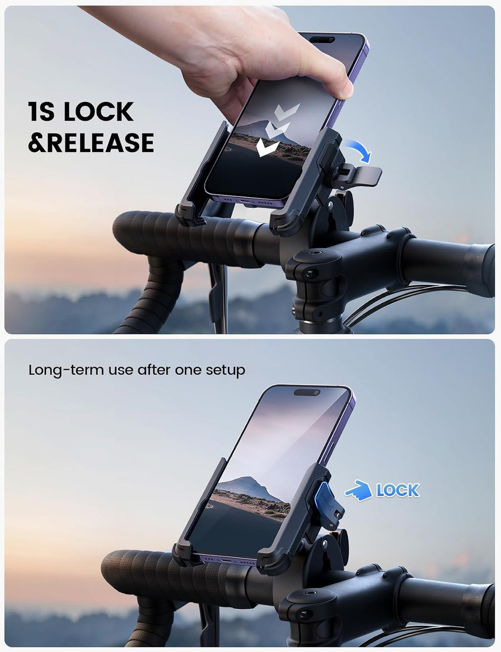 Lamicall Motorcycle Bike Phone Mount, 1s Lock Bike Phone Holder