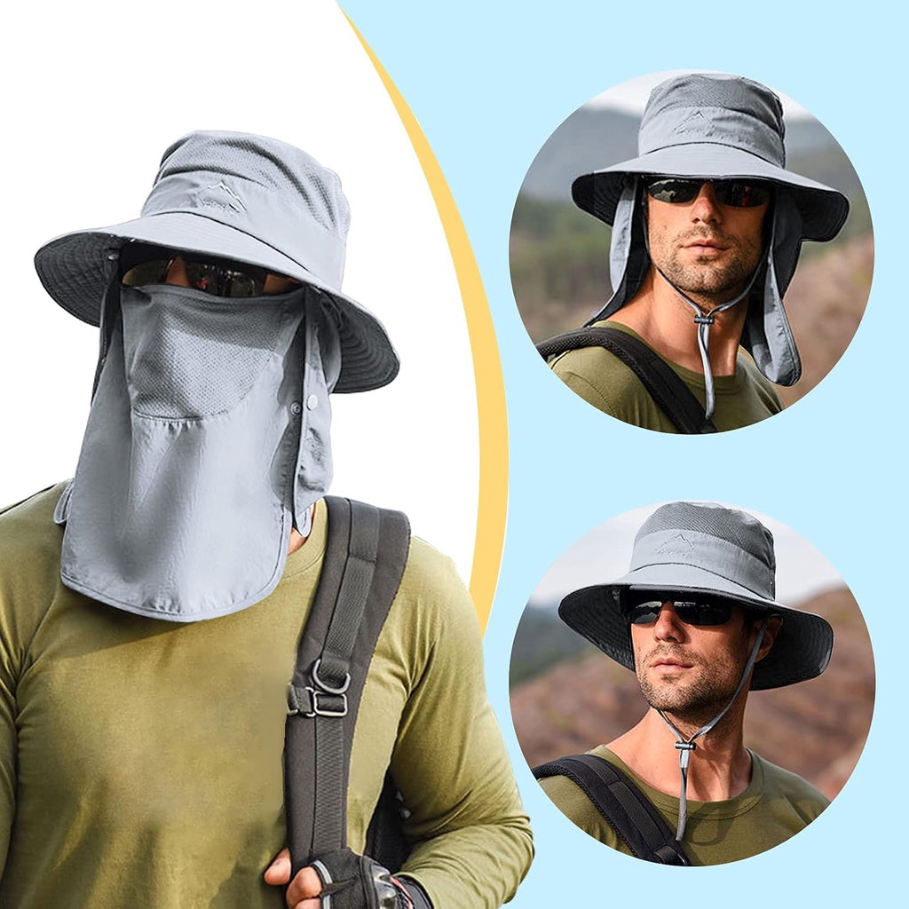 Fishing Hat for Men & Women, Sun Protection Hat with Face Cover & Neck Flap