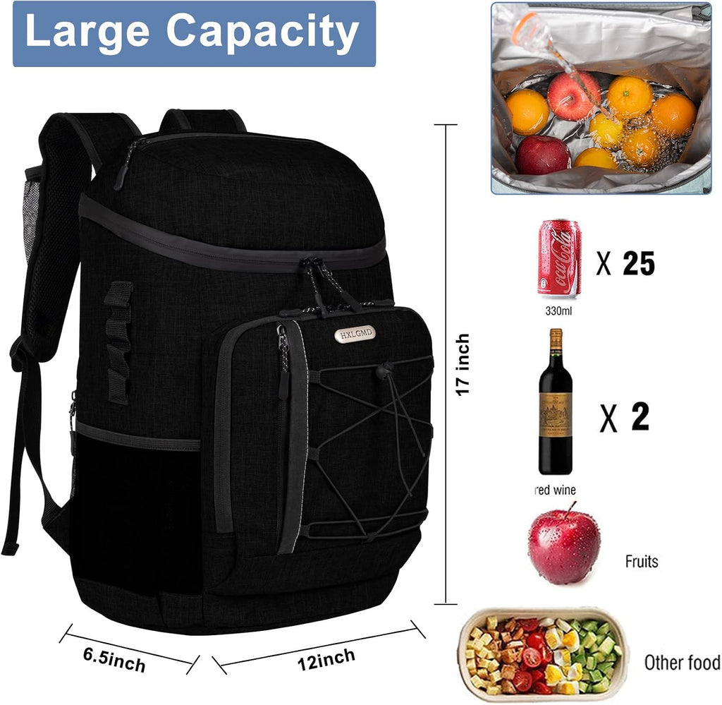 HXLGMD Backpack Coolers Insulated Leak Proof 30 Cans, Soft Sided Insulated Cooler Bags Ice Chest Backpack for Beach Travel Camping, with Reusable Ice Packs