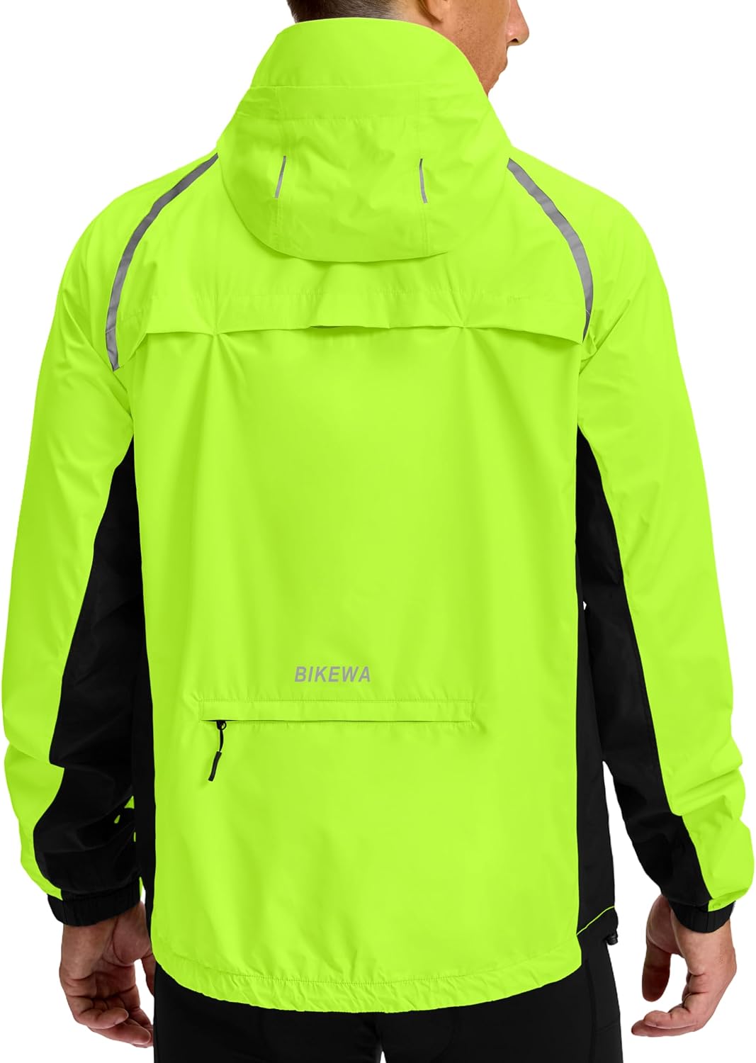 Bikewa Men's Cycling Rain Jackets Waterproof Running Bike Windbreaker Lightweight Packable Hooded Jacket