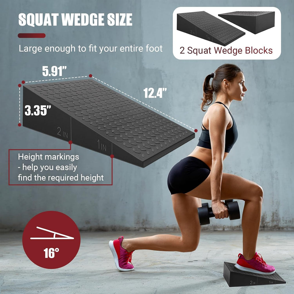 Squat Wedge Block, 1500 LBS Capacity, Non-Slip Heel Elevated Squat Wedge