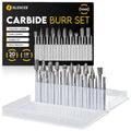 20Pcs Carbide Burr Set - 1/8" Shank Tungsten Die Grinder Bits, Double Cut - Compatible with Dremel & Milwaukee - Cutting, Engraving, Deburring - Rasp Accessories - Metal, Steel, Aluminum