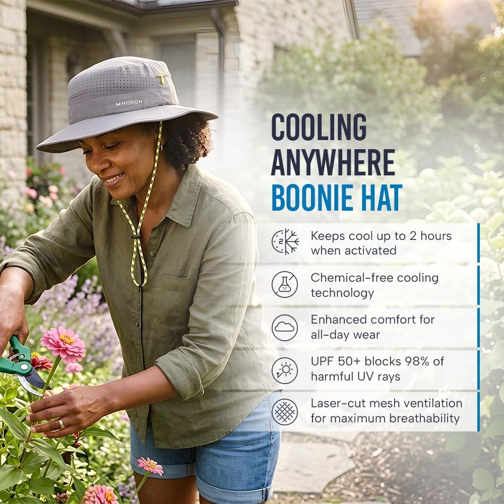 MISSION Cooling Anywhere Boonie Hat - Unisex Wide-Brim Hat for Men & Women - Cools Up to 2 Hours - UPF 50 Sun Protection