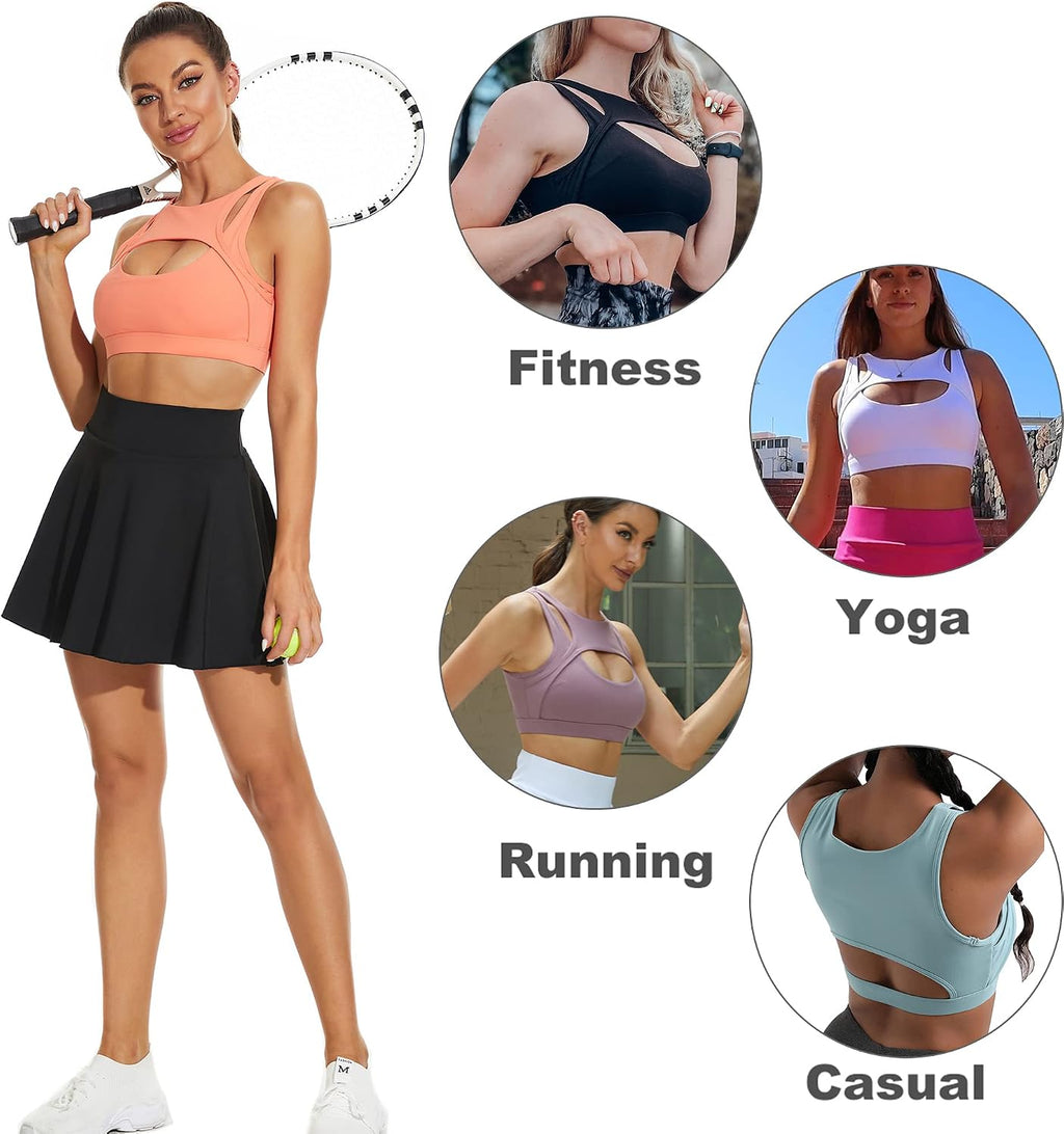 Betaven Push up Sports Bra for Women Sexy Hollow Crop Tops with Removable Cups Workout Fitness Yoga Bra Medium Support