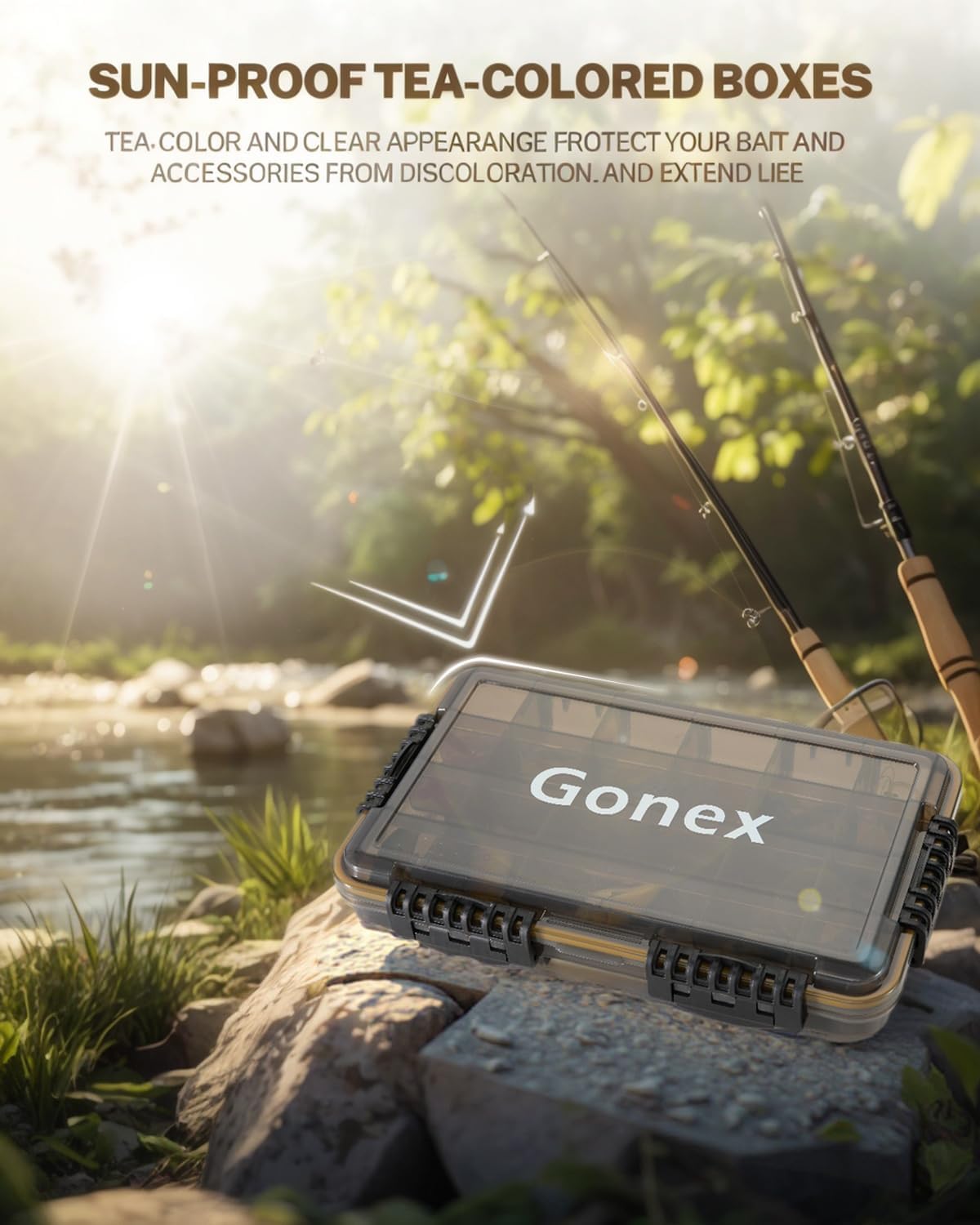 Gonex 3700 Tackle Trays Boxes Waterproof, Removable Dividers, for Fishing