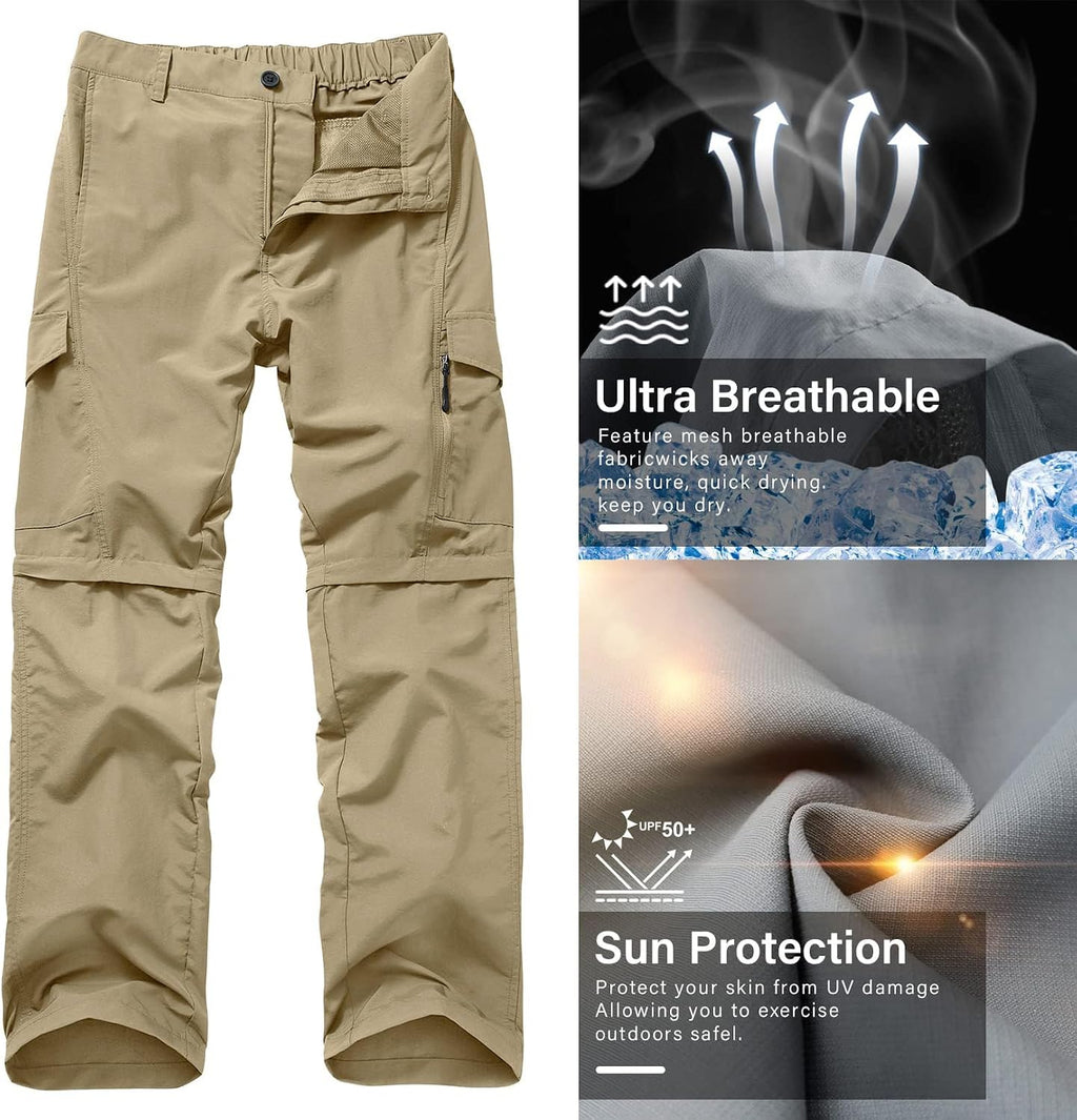 linlon Boy Scout Pants Hiking Mens Convertible Zip Off Safari Fishing