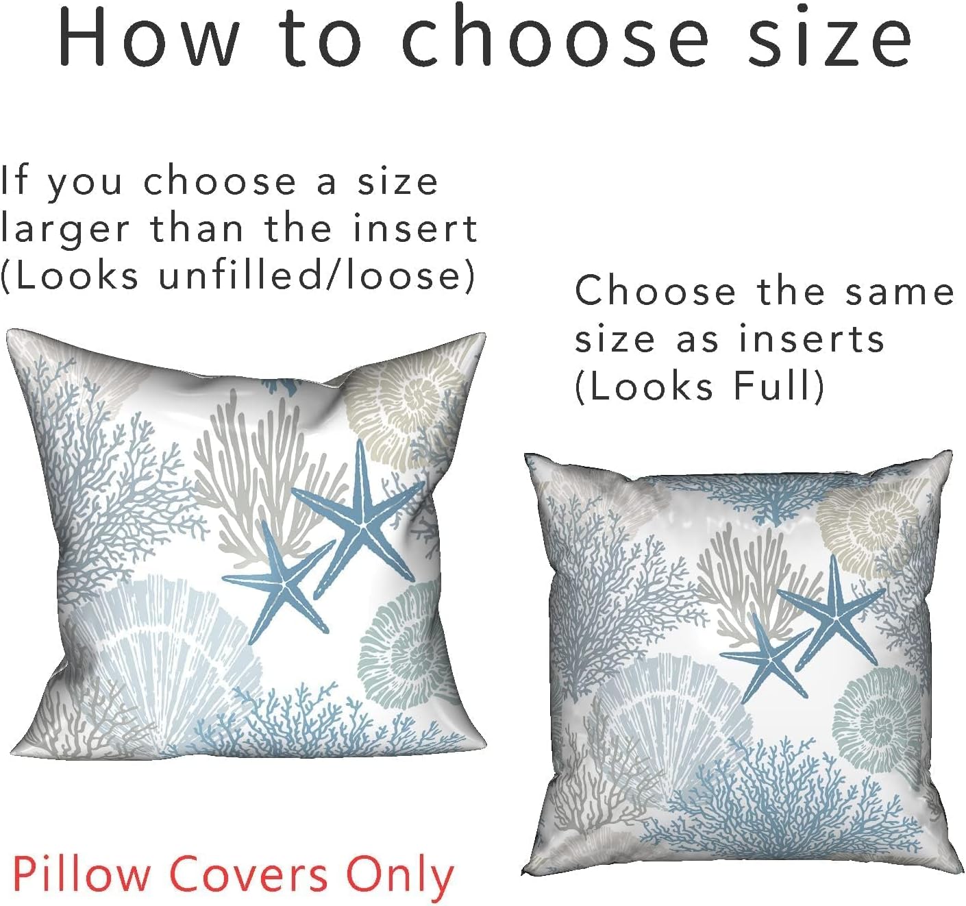 Tritard Coastal Pillow Covers Set of 2, 18x18, Blue