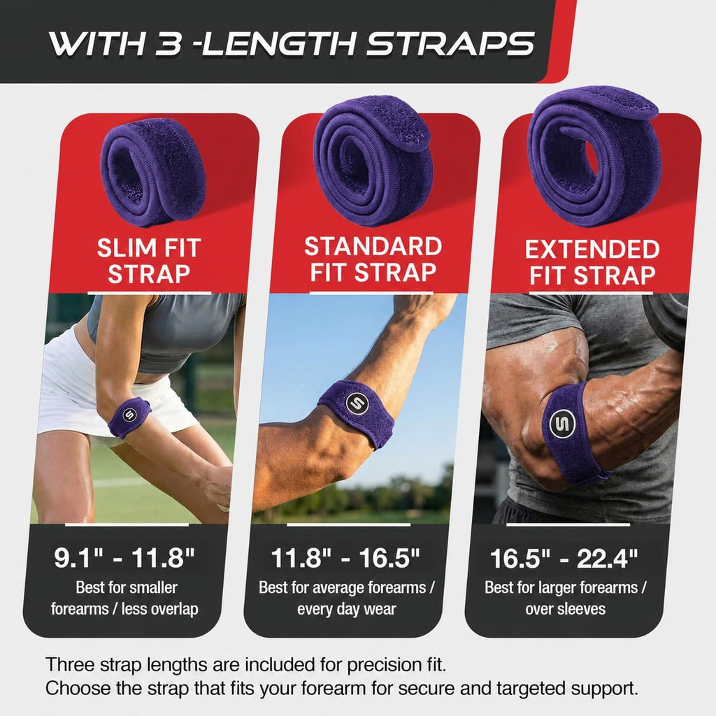 Sleeve Stars Tennis Elbow Brace for Men & Women, Elbow Brace for Tendonitis, Tennis Elbow Strap, Golfers Elbow Brace, Elbow Support Wrap for Tennis Elbow Relief, Fits 9"-23" (Single/Dark Purple)