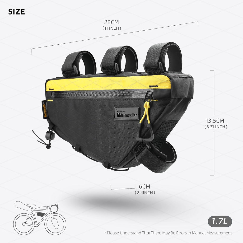 Bike Frame Bag Bike Triangle Bag Bicycle Pouch Under Tube Bag 1.7L with Dual Side Mesh Pockets for MTB Road Bike Cycling Commuting and Outdoor Adventures