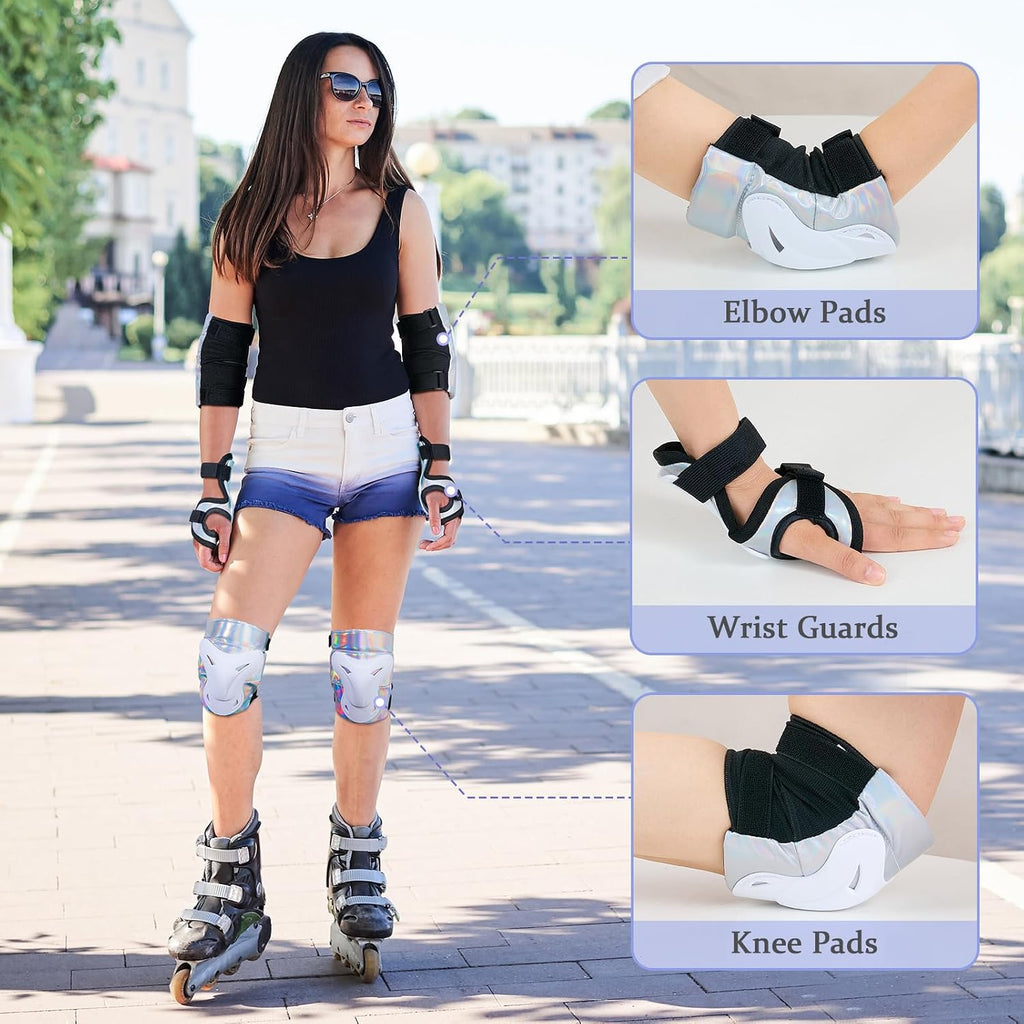 Bienbee Knee Pads for Men, Knee Pads Wrist Guard Knee and Elbow Pads Adult Protective Gear Set for Skateboard, Roller Skating, for Women Men Youth Adult Kids