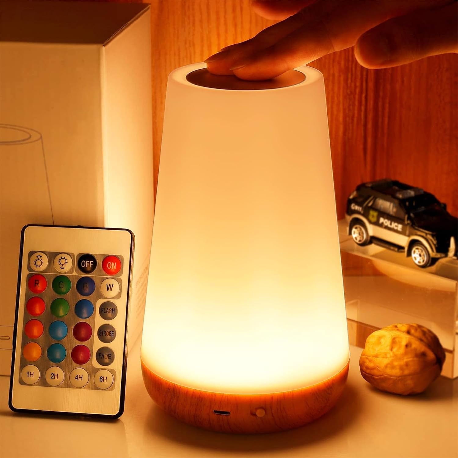 THAUSDAS Telecontrol Night Light Touch Lamp: 13 Colors, 5 Brightness, White