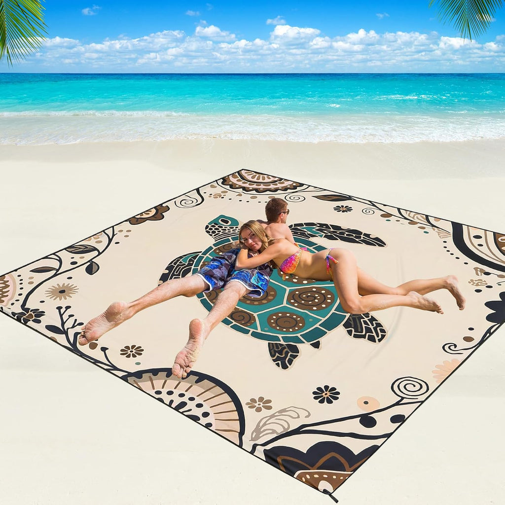 WIWIGO Beach Blanket Mat Waterproof Sandproof for 2-8 Adults Quick Drying