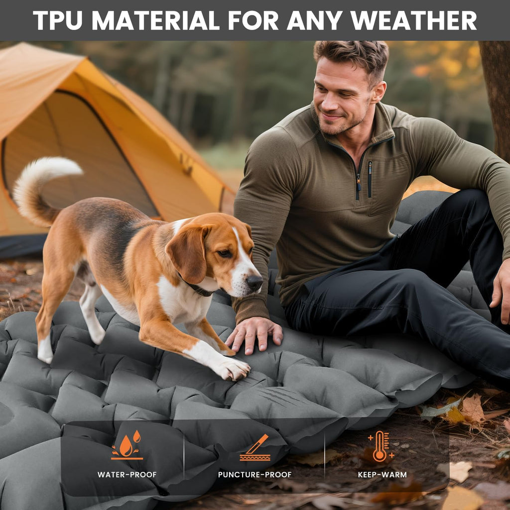 4 Inch 1.9 lb Backpacking Sleeping Pad with Fast Foot Pump