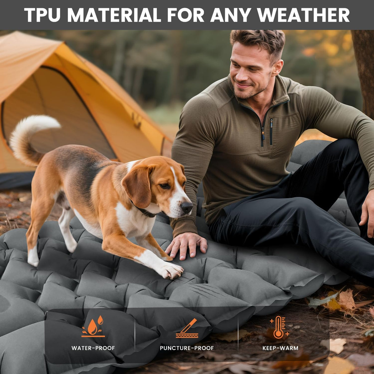 4 Inch 1.9 lb Backpacking Sleeping Pad with Fast Foot Pump