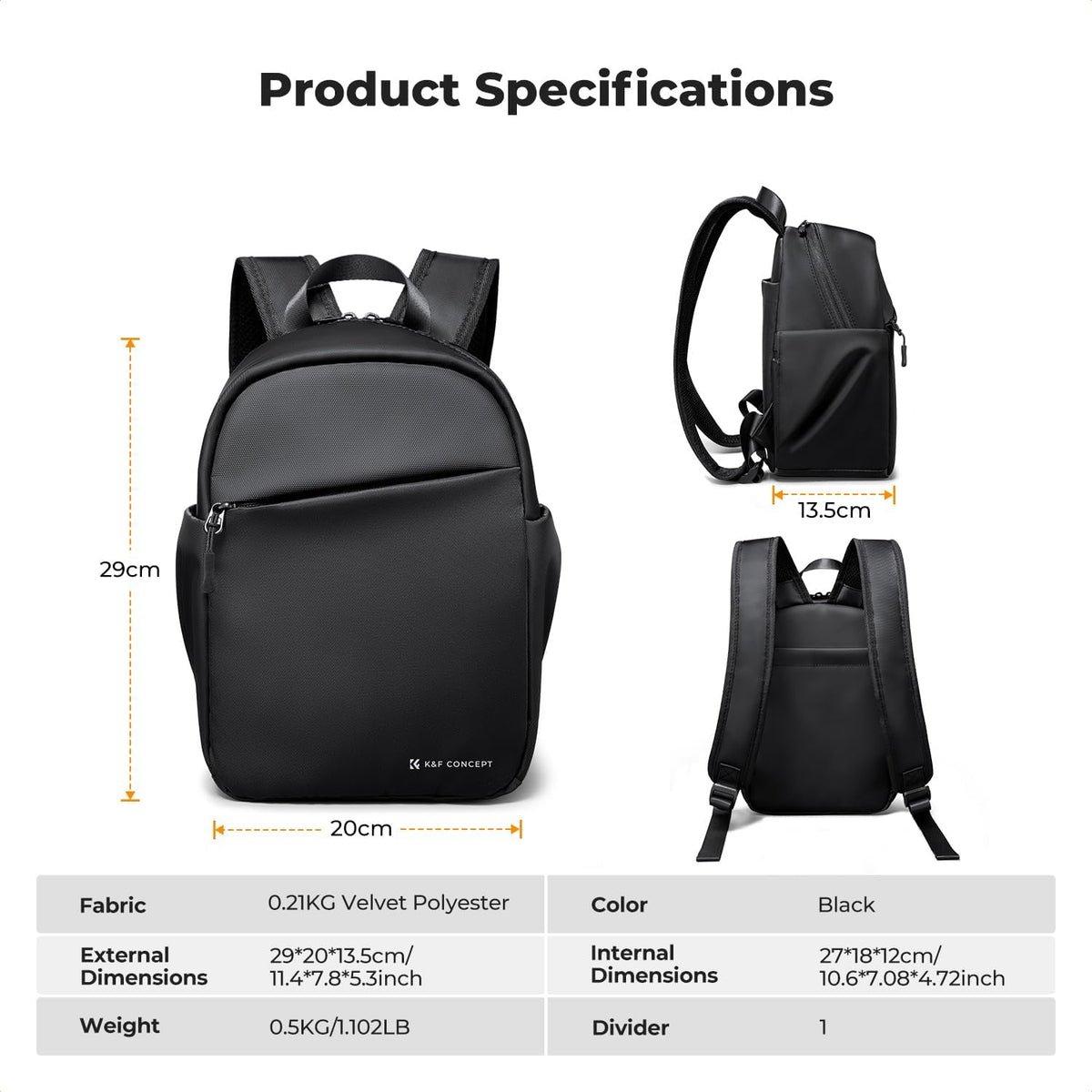 K&F CONCEPT Camera Backpack, Lightweight Compact Camera Bag 5L