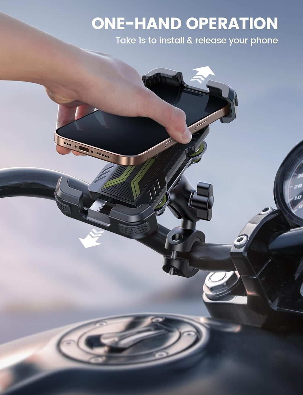 Lamicall Motorcycle Phone Mount Holder with Dual Vibration Dampener