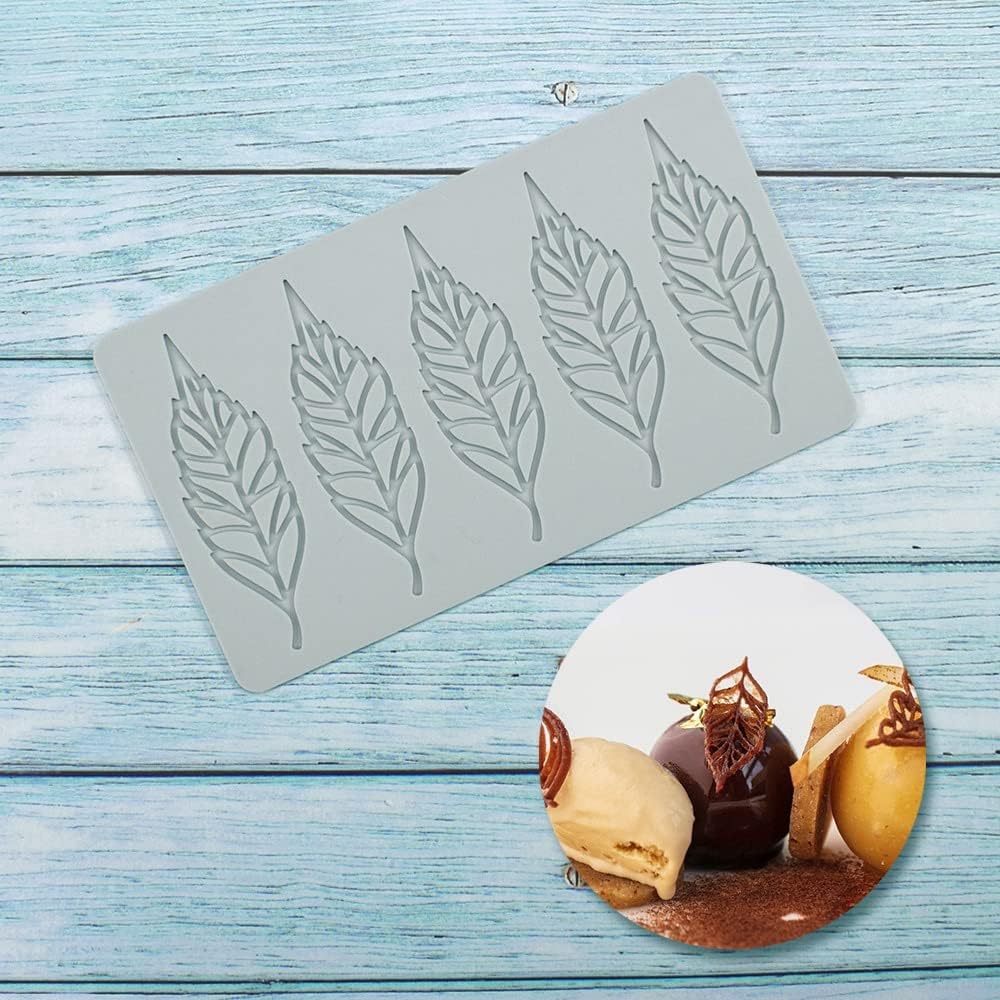 TUKE Hollow Leaf Silicone Molds Lover Heart Chocolate Molds Geometry 3D Silicone Mould Chocolate Candy Leaf Mold Sugar Craft Cake Decoration Cupcake Top (U_Leaf_8.88*5.08*0.12inch), (BH0974)