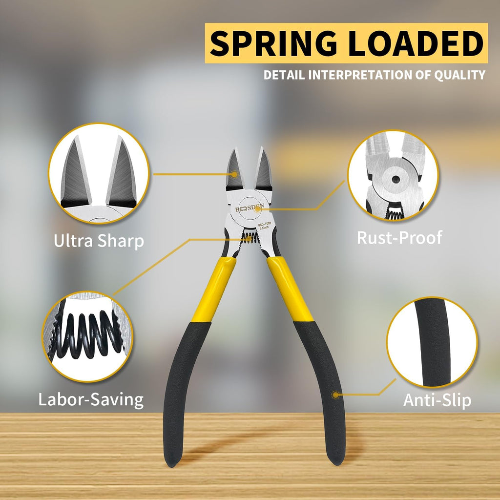 BOOSDEN Wire Cutter 6.5 inch Cutting Pliers Diagonal Cutter Snipper 6 Pack