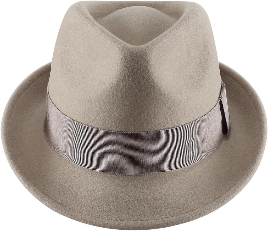 Home Prefer Men's Wool Felt Winter Hat Short Brim Fedora Hat